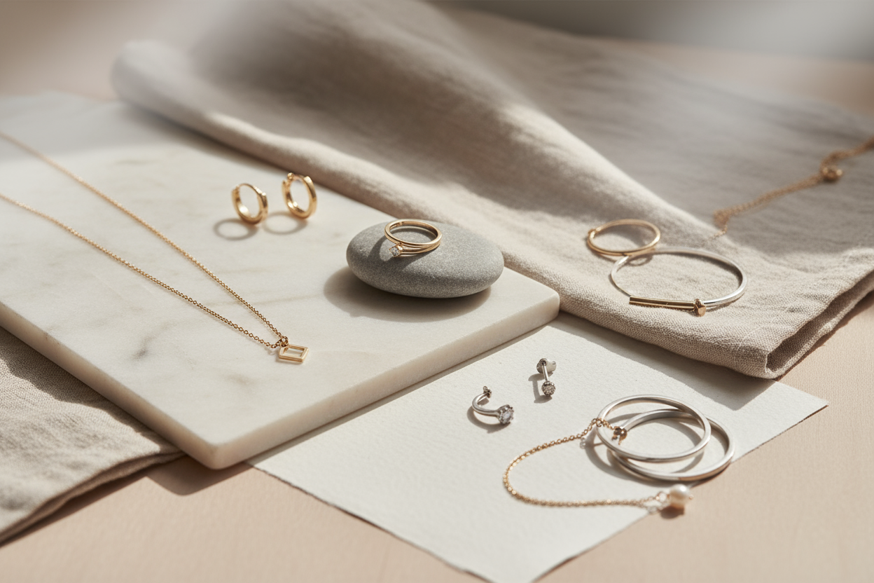 aesthetic minimal jewlery collage