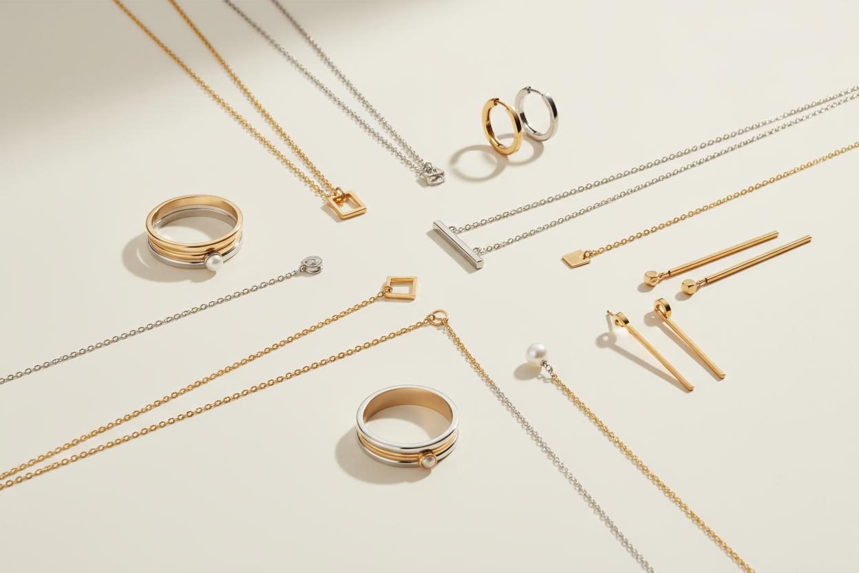 aesthetic minimal  jewlery collage